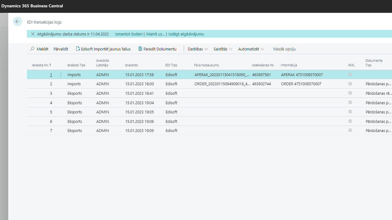 EDI sinhronizācijas žurnāli