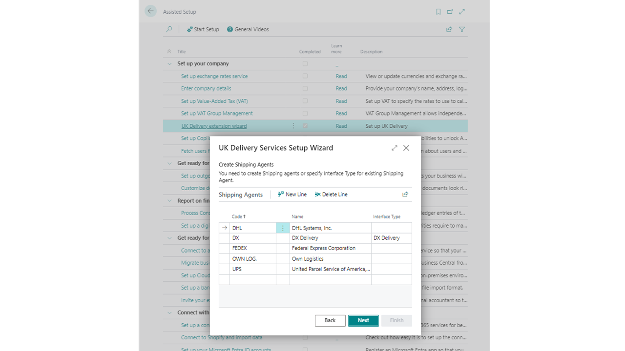 UK Delivery Setup Wizard